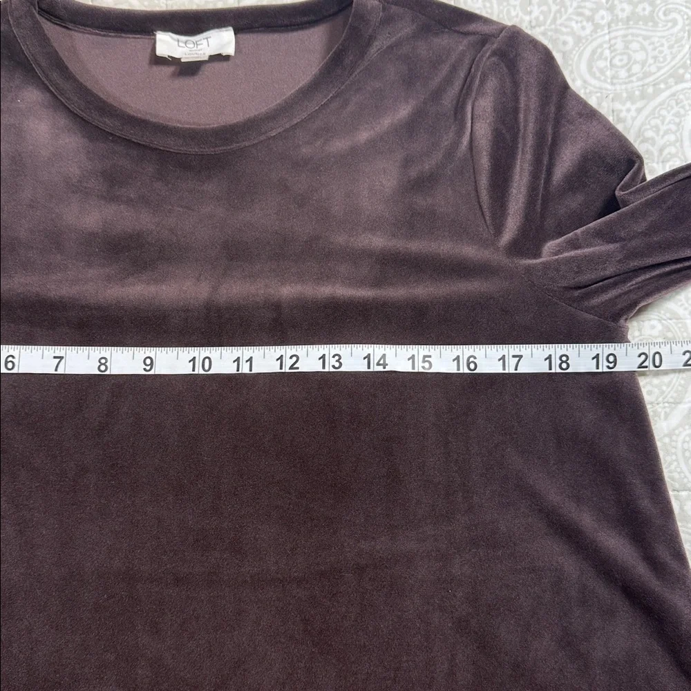 LOFT Outlet Brown Velour Swing Dress Long Sleeve A Line Stretch Velvet‎ M
